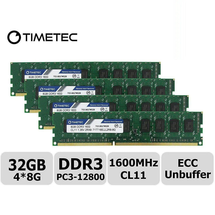 Timetec Hynix IC 8GB DDR3L 1600MHz PC3-12800 Unbuffered ECC 1.35V CL11 2Rx8 Dual Rank 240 Pin UDIMM Server Memory Ram Module Upgrade (8GB)-FoxTI