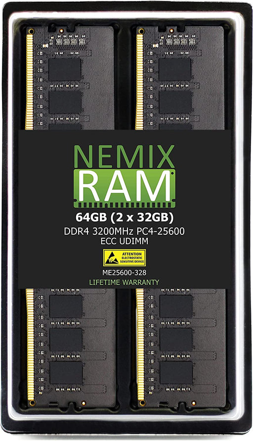 Memoria NEMIX RAM 64GB 2x32GB DDR4-3200 PC4-25600 2Rx8 ECC Unbuffered Memory NEMIX RAM