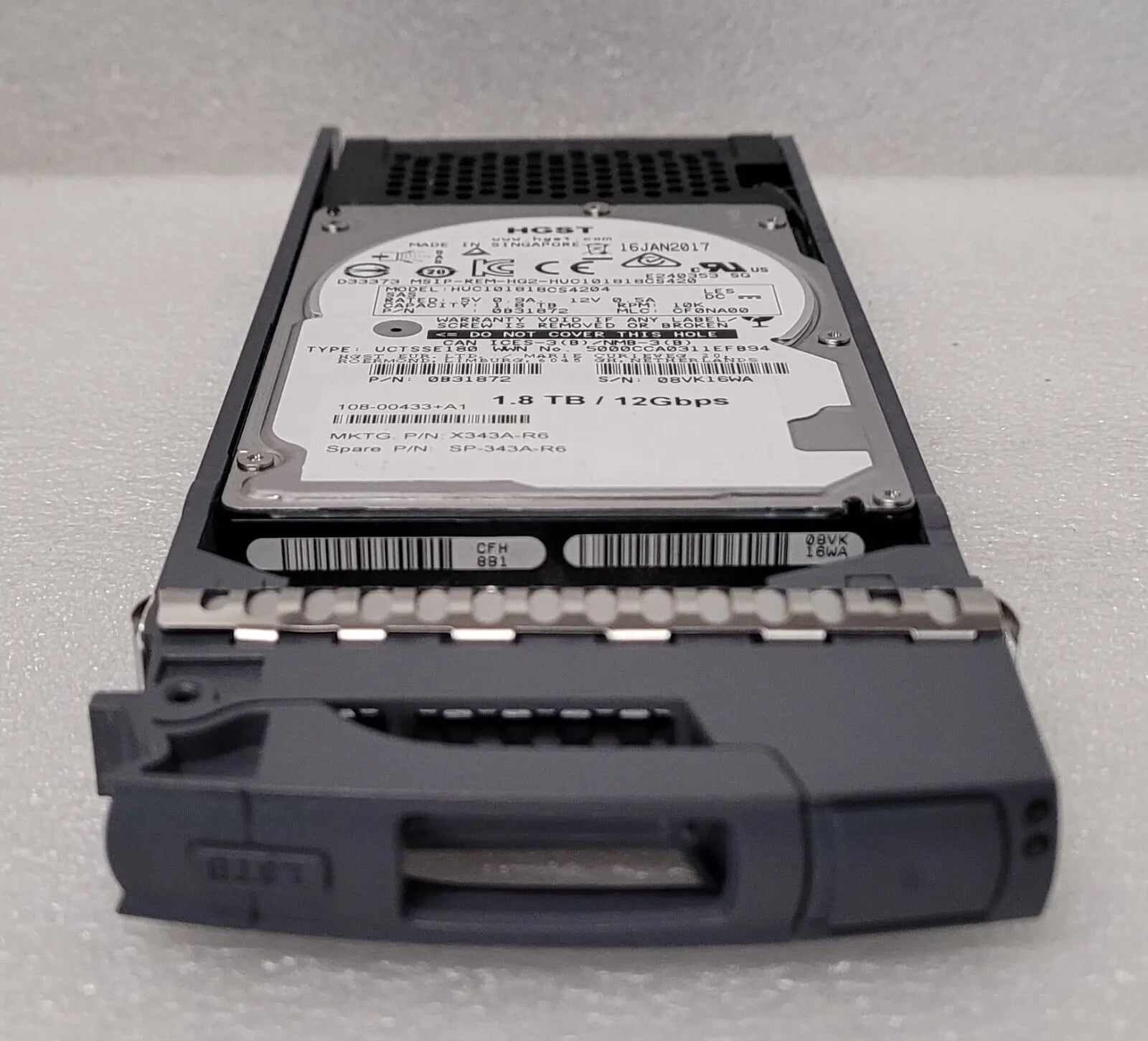 NetApp X343A-R6 1.8TB 10K SAS 12gbps 108-00433 DS224C DS2246 FAS2750 FAS2650 658759048523 Genuine