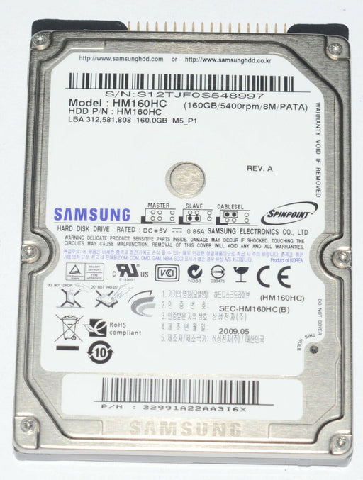 SAMSUNG 160GB HM160HC 5400RPM IDE PATA 2.5" Hard Drive FOR Laptop Computer 683728122928 HD