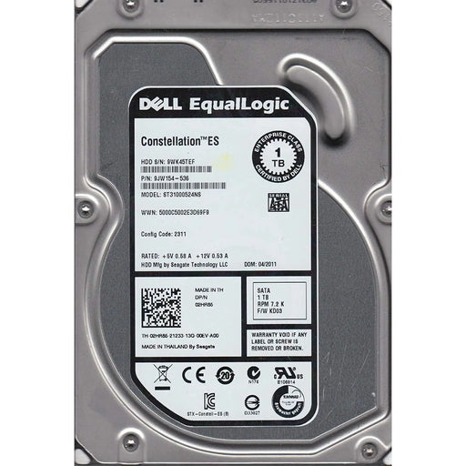 ST31000524NS, 9WK, KRATSG, PN 9JW154-536, FW KD03, Dell 1TB SATA 3.5 Hard Drive-FoxTI