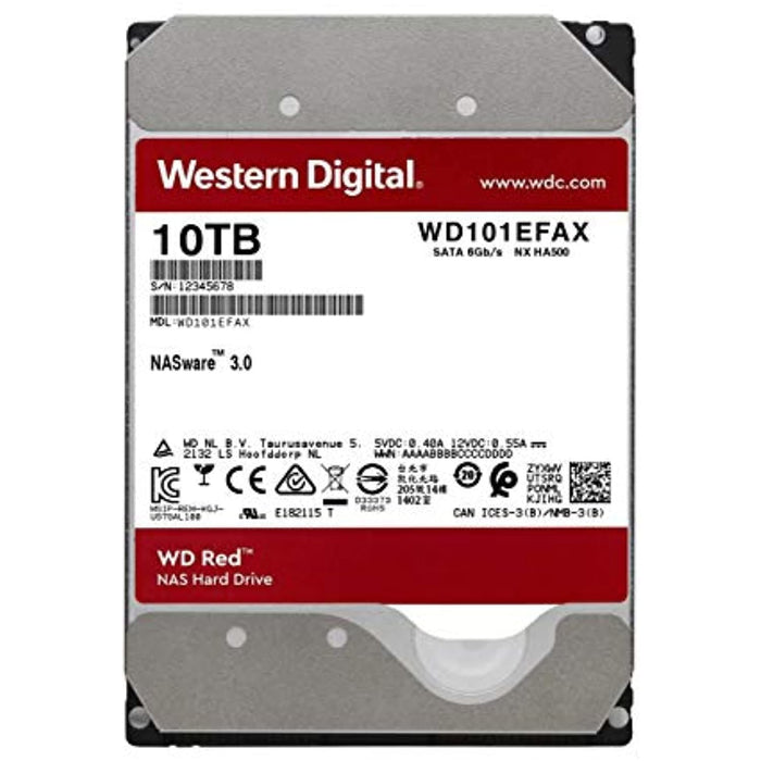WD Red 10TB NAS Internal Hard Drive - 5400 RPM Class, SATA 6 Gb/s, CMR, 256 MB Cache, 3.5" - WD101EFAX - MFerraz Tecnologia